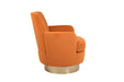 Velvet Swivel Barrel Chair, Swivel Accent Chairs Armchair for Living Room, Reading Chairs for Bedroom Comfy, Round Barrel Chairs with Gold Stainless Steel Base (Orange) Default -DTYStore