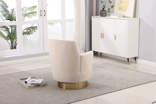 Velvet Swivel Barrel Chair, Swivel Accent Chairs Armchair for Living Room, Reading Chairs for Bedroom Comfy, Round Barrel Chairs with Gold Stainless Steel Base-DTYStore