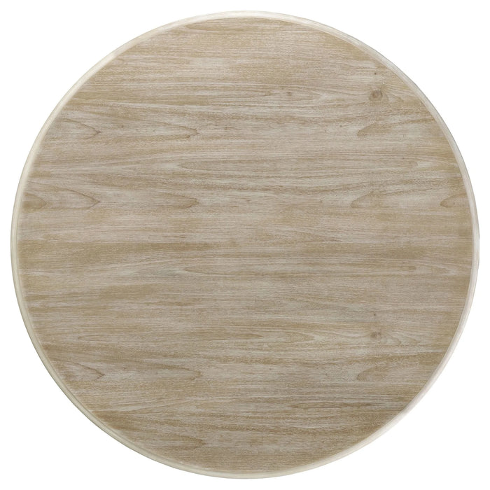 Verdugo White Washed Round Dining Table with Pedestal Base Default -DTYStore