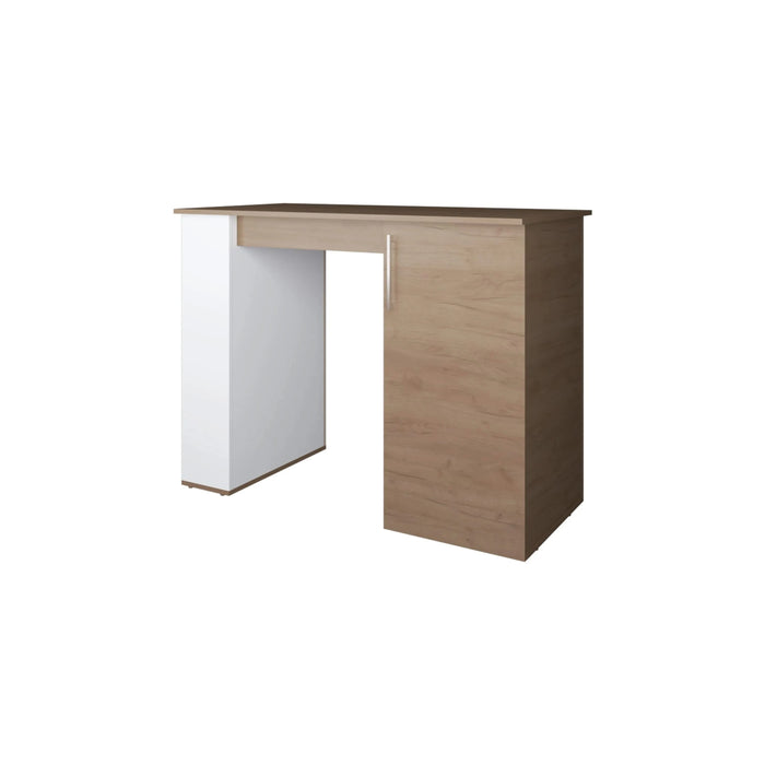 Vernon Kitchen Island with 1 Door and Open Storage, White and Natural Oak Default -DTYStore