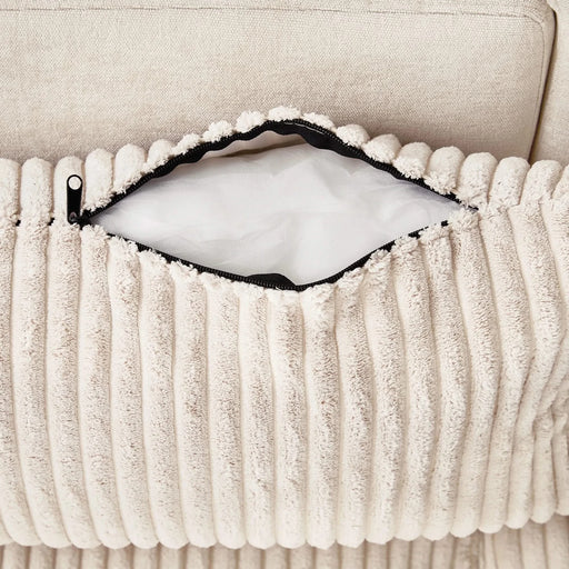 Versatile 111.8' Sectional Sofa Pull-out Bed with Storage, USB Ports, and Cup Holders, Beige Corduroy and Chenille Default -DTYStore