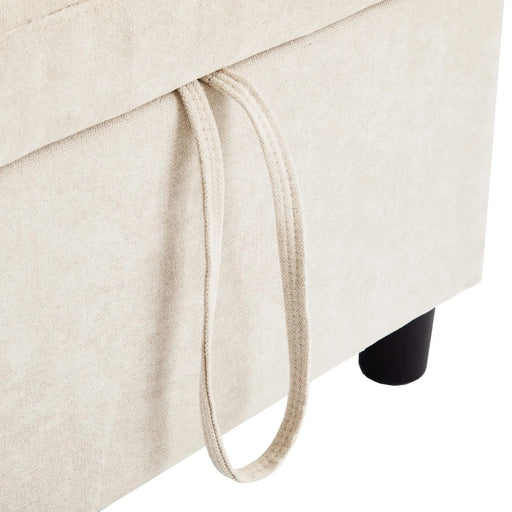 Versatile 111.8' Sectional Sofa Pull-out Bed with Storage, USB Ports, and Cup Holders, Beige Corduroy and Chenille Default -DTYStore