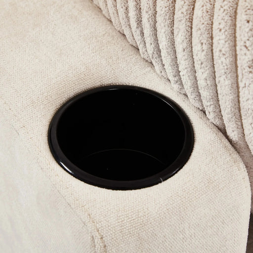 Versatile 111.8' Sectional Sofa Pull-out Bed with Storage, USB Ports, and Cup Holders, Beige Corduroy and Chenille Default -DTYStore