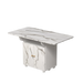 Versatile 47' White Marble MDF Folding Dining Table with Storage Rack and Cabinet, 6 Wheels Default -DTYStore
