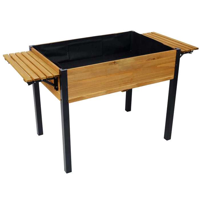Versatile Raised Garden Bed with Metal Legs and Folding Storage Shelf for Outdoor Use Default -DTYStore
