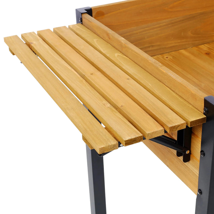 Versatile Raised Garden Bed with Metal Legs and Folding Storage Shelf for Outdoor Use Default -DTYStore