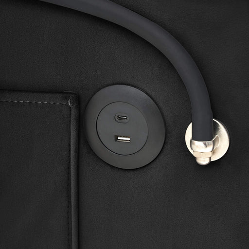 Versatile foldable sofa bed, 3-length modern velvet pull-out with adjustable back & USB Black 70.86 in. -DTYStore