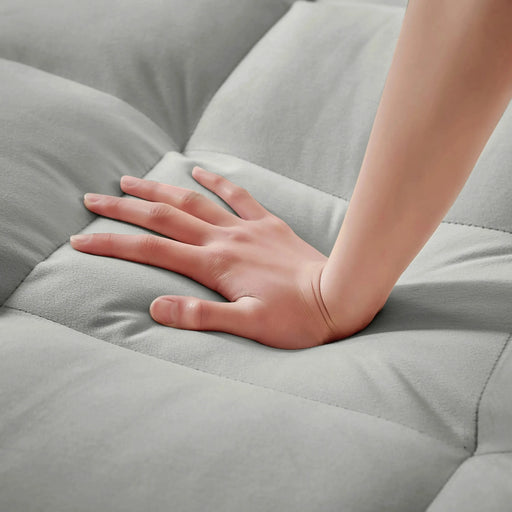 Versatile foldable sofa bed, 3-length modern velvet pull-out with adjustable back & USB Gray 54.72 in. -DTYStore