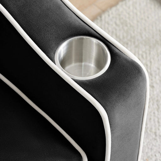 Versatile foldable sofa bed, 3-length modern velvet pull-out with adjustable back & USB Black 70.86 in. -DTYStore