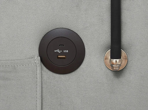 Versatile foldable sofa bed, 3-length modern velvet pull-out with adjustable back & USB Gray 54.72 in. -DTYStore