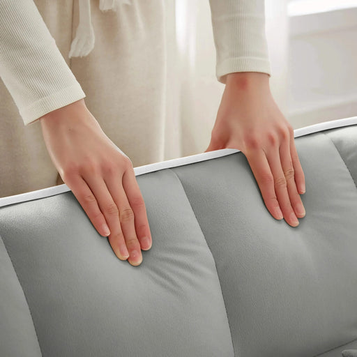 Versatile foldable sofa bed, 3-length modern velvet pull-out with adjustable back & USB Gray 54.72 in. -DTYStore