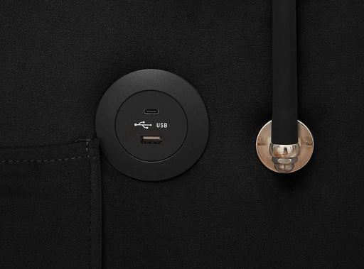 Versatile foldable sofa bed, 3-length modern velvet pull-out with adjustable back & USB Black 54.72 in. -DTYStore