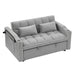 Versatile foldable velvet pullout sofa bed with adjustable back, USB port & phone stand Grey -DTYStore