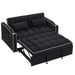 Versatile foldable velvet pullout sofa bed with adjustable back, USB port & phone stand Black -DTYStore