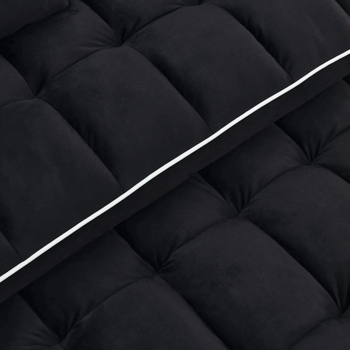 Versatile foldable velvet pullout sofa bed with adjustable back, USB port & phone stand Black -DTYStore