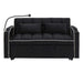 Versatile foldable velvet pullout sofa bed with adjustable back, USB port & phone stand Black -DTYStore