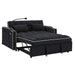 Versatile foldable velvet pullout sofa bed with adjustable back, USB port & phone stand Black -DTYStore