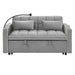 Versatile foldable velvet pullout sofa bed with adjustable back, USB port & phone stand Grey -DTYStore