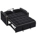 Versatile foldable velvet pullout sofa bed with adjustable back, USB port & phone stand Black -DTYStore
