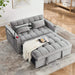 Versatile foldable velvet pullout sofa bed with adjustable back, USB port & phone stand Grey -DTYStore