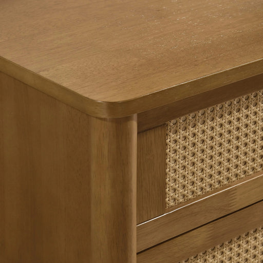 Vichy 4-Piece Rubberwood Bedroom Set with Corduroy Upholstered Queen Bed, Dresser, Mirror, and Nightstand Default -DTYStore