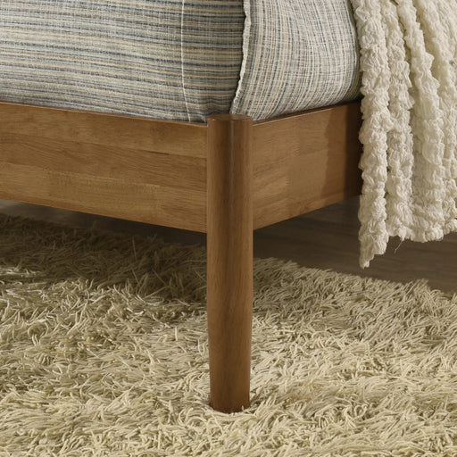 Vichy 4-Piece Rubberwood Bedroom Set with Corduroy Upholstered Queen Bed, Dresser, Mirror, and Nightstand Default -DTYStore