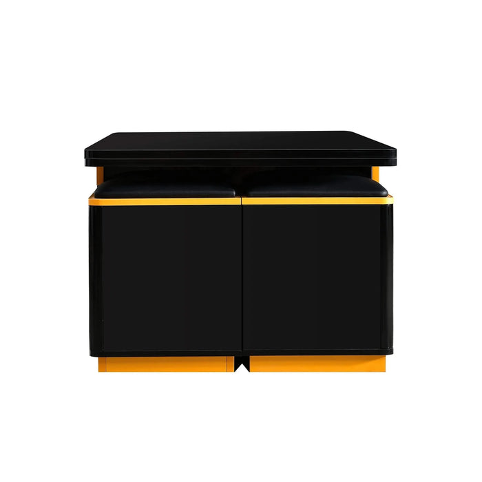 [Video Provided] U-Can Lift-Top Coffee Table with 4 Storage Stools, Modern Space Saving Center Table with Foldable Top, Multi-Functional Adjustable Coffee Table for Living Room Default -DTYStore