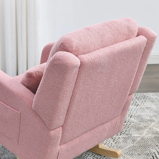 [Video] Welike 27.5 'W Modern Accent High Back Living Room Casual Armchair Rocker with One Lumbar Pillow, Two Side Pockets,Teddy. Default -DTYStore