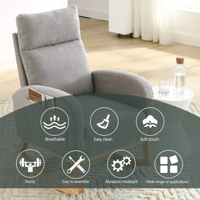 [Video] Welike 27.6'W Modern Accent High Backrest Living Room Lounge Arm Rocking Chair, Two Side Pocket(W83453336) Default -DTYStore