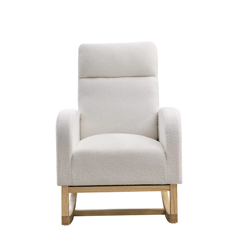 [Video] Welike 27.6'W Modern Accent High Backrest Living Room Lounge Arm Rocking Chair, Two Side Pocket ,Teddy White (Ivory) Default -DTYStore