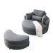 [Video] Welike Swivel Accent Barrel Modern Dark Grey Sofa Lounge Club Big Round Chair with Storage Ottoman Linen Fabric for Living Room Hotel with Pillows Default -DTYStore