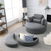 [Video] Welike Swivel Accent Barrel Modern Dark Grey Sofa Lounge Club Big Round Chair with Storage Ottoman Linen Fabric for Living Room Hotel with Pillows Default -DTYStore