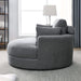 [Video] Welike Swivel Accent Barrel Modern Dark Grey Sofa Lounge Club Big Round Chair with Storage Ottoman Linen Fabric for Living Room Hotel with Pillows Default -DTYStore