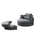 [Video] Welike Swivel Accent Barrel Modern Dark Grey Sofa Lounge Club Big Round Chair with Storage Ottoman Linen Fabric for Living Room Hotel with Pillows Default -DTYStore