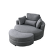 [Video] Welike Swivel Accent Barrel Modern Dark Grey Sofa Lounge Club Big Round Chair with Storage Ottoman Linen Fabric for Living Room Hotel with Pillows Default -DTYStore