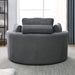 [Video] Welike Swivel Accent Barrel Modern Dark Grey Sofa Lounge Club Big Round Chair with Storage Ottoman Linen Fabric for Living Room Hotel with Pillows Default -DTYStore