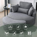 [Video] Welike Swivel Accent Barrel Modern Dark Grey Sofa Lounge Club Big Round Chair with Storage Ottoman Linen Fabric for Living Room Hotel with Pillows Default -DTYStore