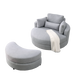 [Video] Welike Swivel Accent Barrel Modern Grey Sofa Lounge Club Big Round Chair with Storage Ottoman Linen Fabric for Living Room Hotel with Pillows Default -DTYStore
