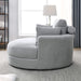 [Video] Welike Swivel Accent Barrel Modern Grey Sofa Lounge Club Big Round Chair with Storage Ottoman Linen Fabric for Living Room Hotel with Pillows Default -DTYStore