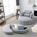 [Video] Welike Swivel Accent Barrel Modern Grey Sofa Lounge Club Big Round Chair with Storage Ottoman Linen Fabric for Living Room Hotel with Pillows Default -DTYStore
