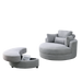 [Video] Welike Swivel Accent Barrel Modern Grey Sofa Lounge Club Big Round Chair with Storage Ottoman Linen Fabric for Living Room Hotel with Pillows Default -DTYStore