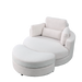 [Video] Welike Swivel Accent Barrel Modern Sofa Lounge Club Big Round Chair with Storage Ottoman Linen Fabric for Living Room Hotel with Pillows,Teddy White (Ivory) Default -DTYStore