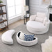 [Video] Welike Swivel Accent Barrel Modern Sofa Lounge Club Big Round Chair with Storage Ottoman Linen Fabric for Living Room Hotel with Pillows,Teddy White (Ivory) Default -DTYStore