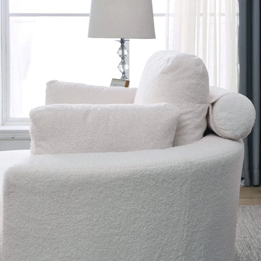 [Video] Welike Swivel Accent Barrel Modern Sofa Lounge Club Big Round Chair with Storage Ottoman Linen Fabric for Living Room Hotel with Pillows,Teddy White (Ivory) Default -DTYStore