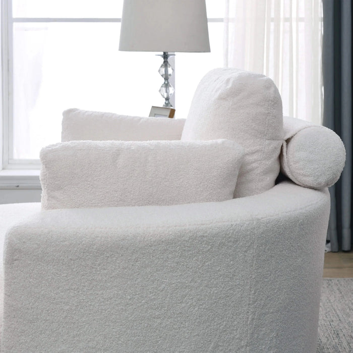 [Video] Welike Swivel Accent Barrel Modern Sofa Lounge Club Big Round Chair with Storage Ottoman Linen Fabric for Living Room Hotel with Pillows,Teddy White (Ivory) Default -DTYStore