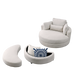 [Video] Welike Swivel Accent Barrel Modern Sofa Lounge Club Big Round Chair with Storage Ottoman Linen Fabric for Living Room Hotel with Pillows Default -DTYStore