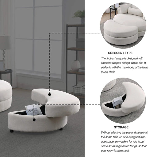 [Video] Welike Swivel Accent Barrel Modern Sofa Lounge Club Big Round Chair with Storage Ottoman Linen Fabric for Living Room Hotel with Pillows Default -DTYStore