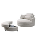[Video] Welike Swivel Accent Barrel Modern Sofa Lounge Club Big Round Chair with Storage Ottoman Linen Fabric for Living Room Hotel with Pillows Default -DTYStore