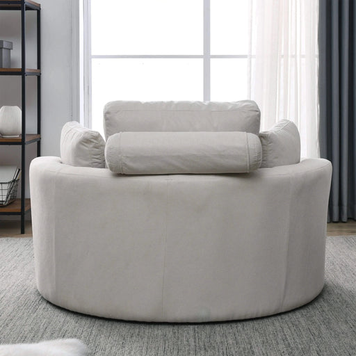 [Video] Welike Swivel Accent Barrel Modern Sofa Lounge Club Big Round Chair with Storage Ottoman Linen Fabric for Living Room Hotel with Pillows Default -DTYStore