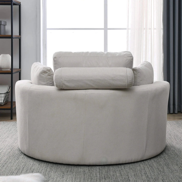 [Video] Welike Swivel Accent Barrel Modern Sofa Lounge Club Big Round Chair with Storage Ottoman Linen Fabric for Living Room Hotel with Pillows Default -DTYStore